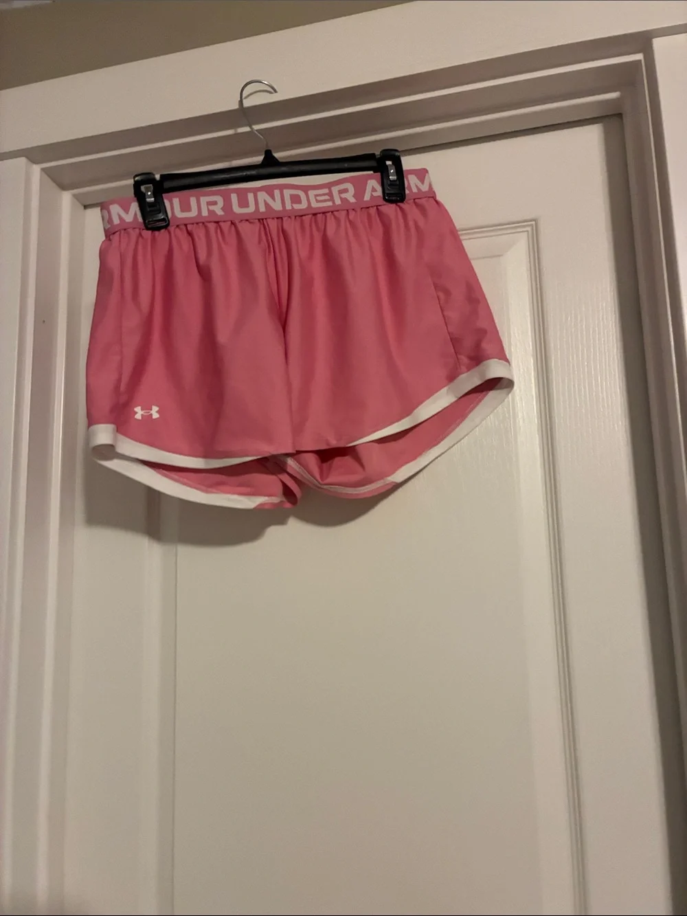 Under Armour Pink Women's Athletic Shorts with White Trim